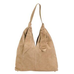 DIVINA FIRENZE Made In Italy Suede Slouchy Knot Handle Hobo